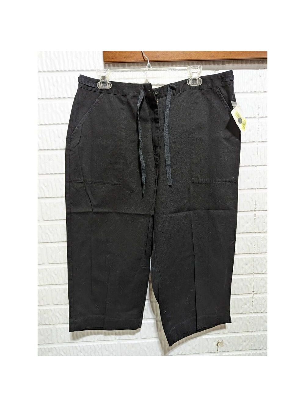 Westbound Women's Black High Rise Skimmer Ribbon Tie Waist Capri Pants 16 NWT